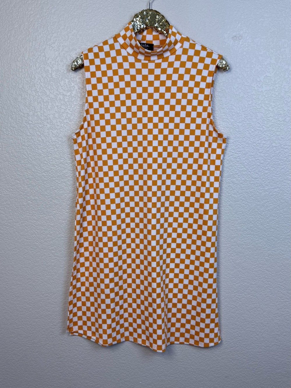 Dressed In Lala • Gigi Checkerboard Sleeveless Mock Neck